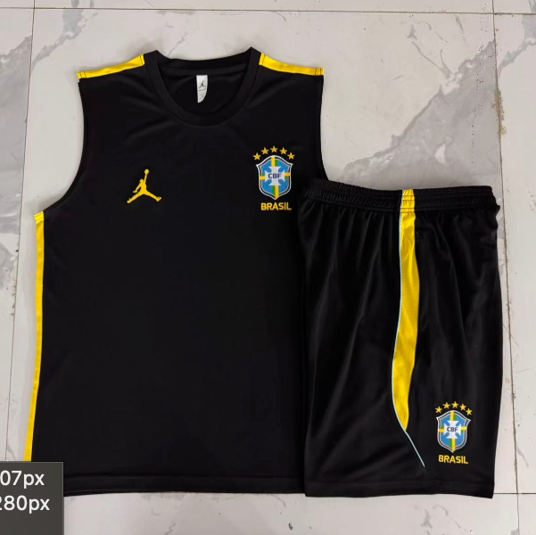 Ensemble Manches Courtes Brésil 2026 Noir/Jaune